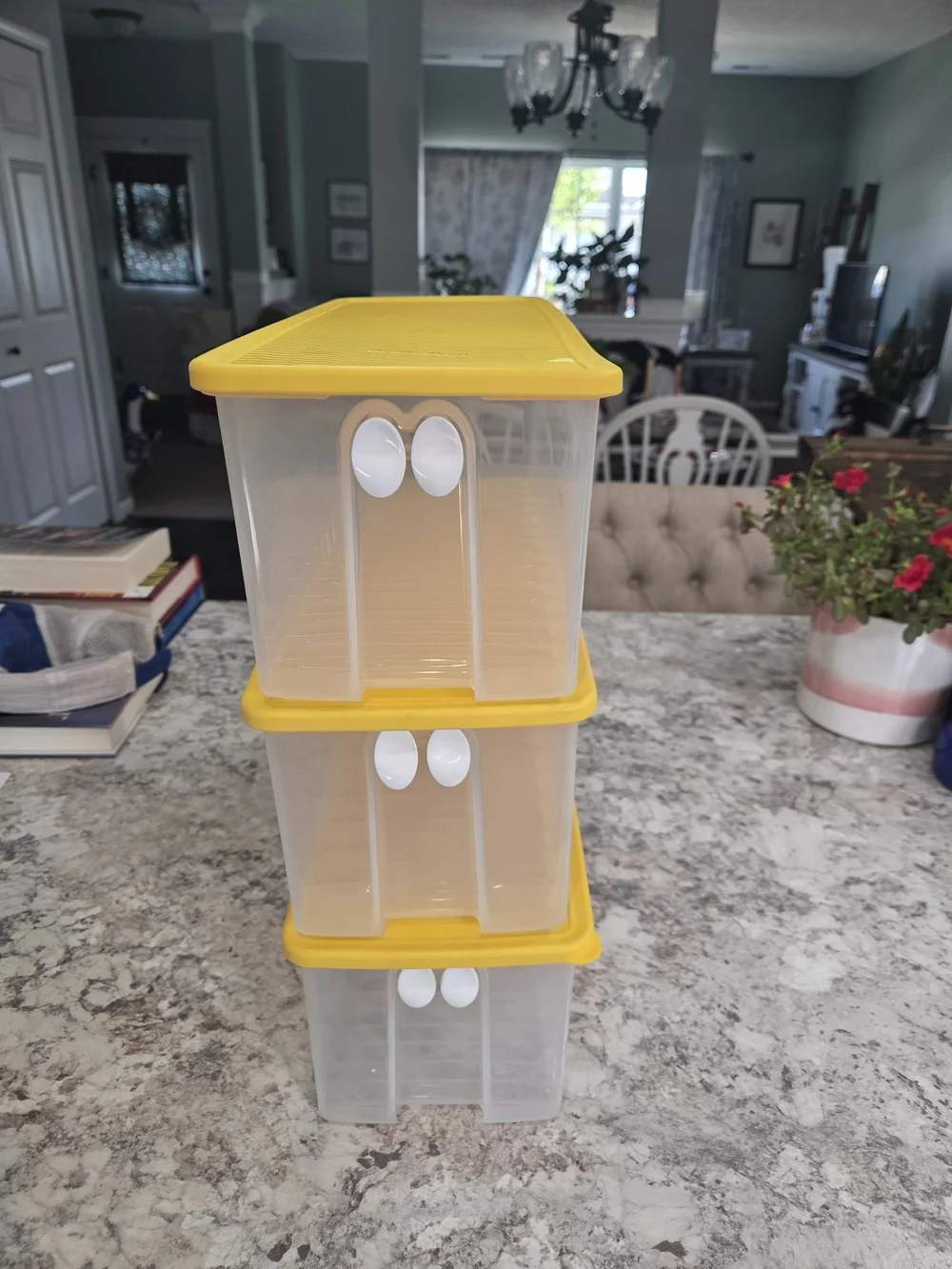 S/3 Tupperware Large FridgeSmart Yellow Fruit Veggie Refrigerator Container